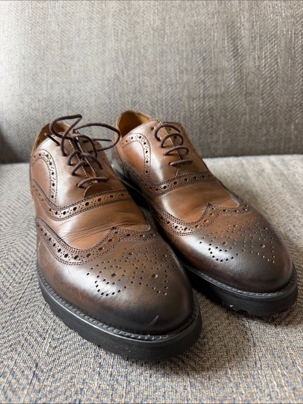Roberto Serpentini Men’s Brown/Black Leather Oxford Dress Shoes Size: 43/US: 10